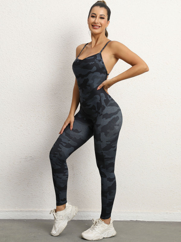 backless yoga fitness jumpsuit BLUE ZONE PLANET