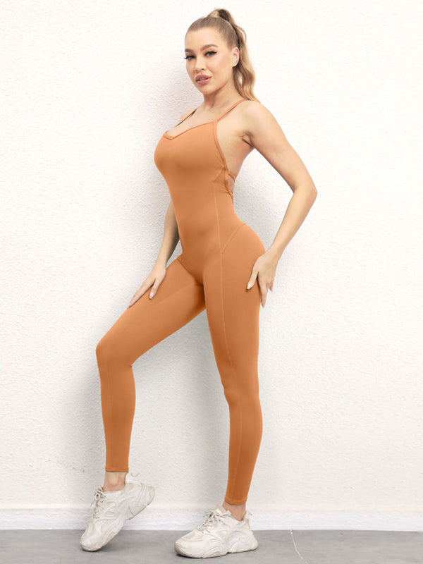 backless yoga fitness jumpsuit BLUE ZONE PLANET