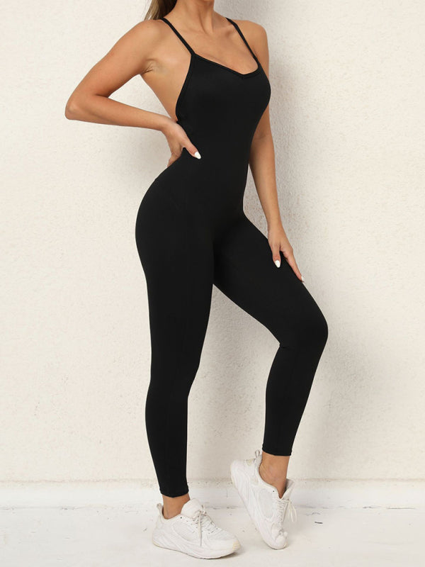 backless yoga fitness jumpsuit BLUE ZONE PLANET