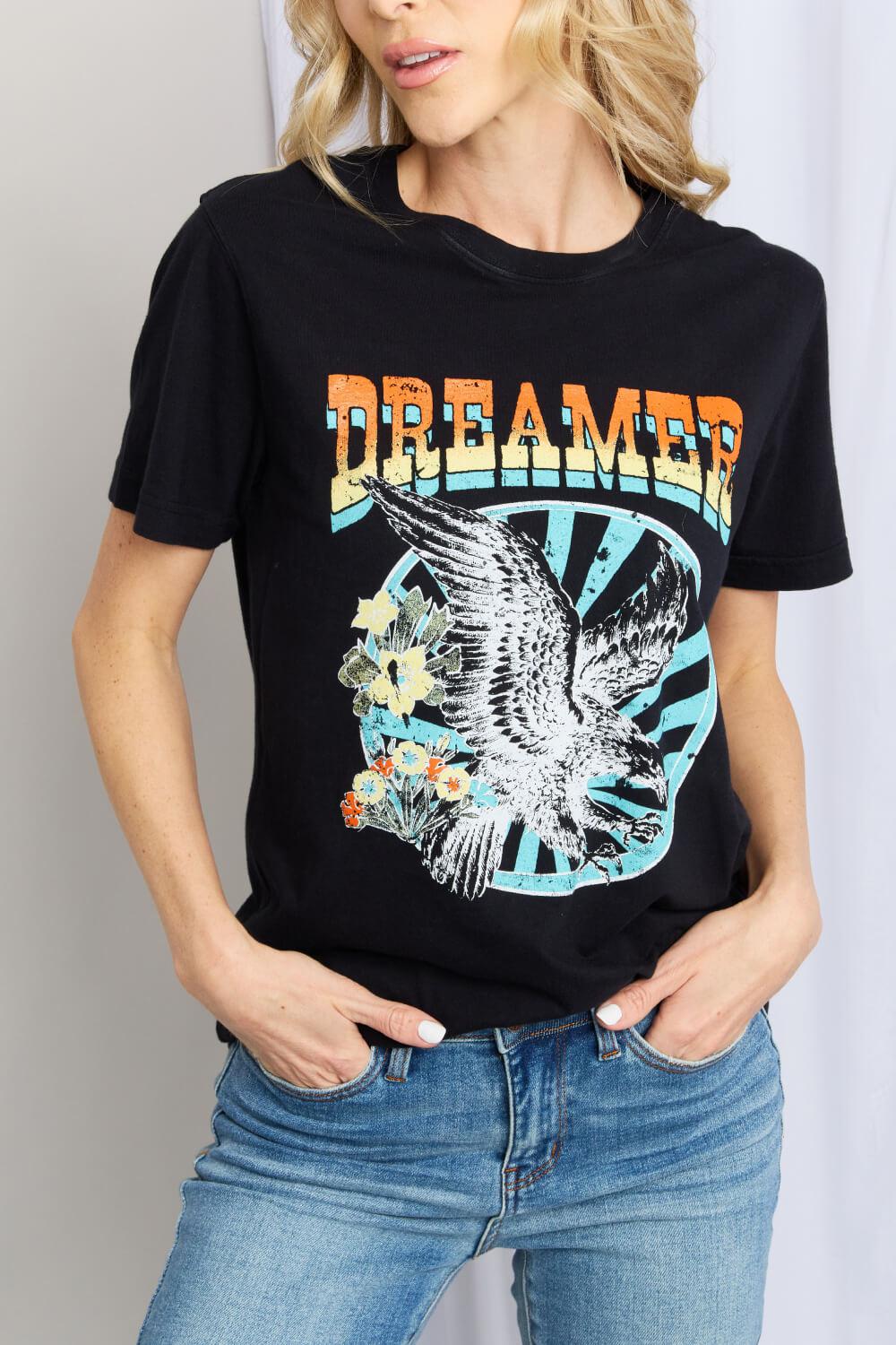 mineB Full Size DREAMER Graphic T-Shirt BLUE ZONE PLANET