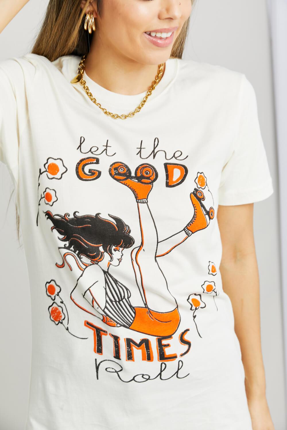 mineB Full Size LET THE GOOD TIMES ROLL Graphic Tee BLUE ZONE PLANET