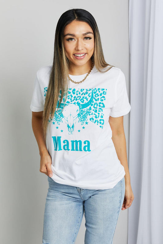 mineB Full Size MAMA Animal Graphic Tee Shirt BLUE ZONE PLANET