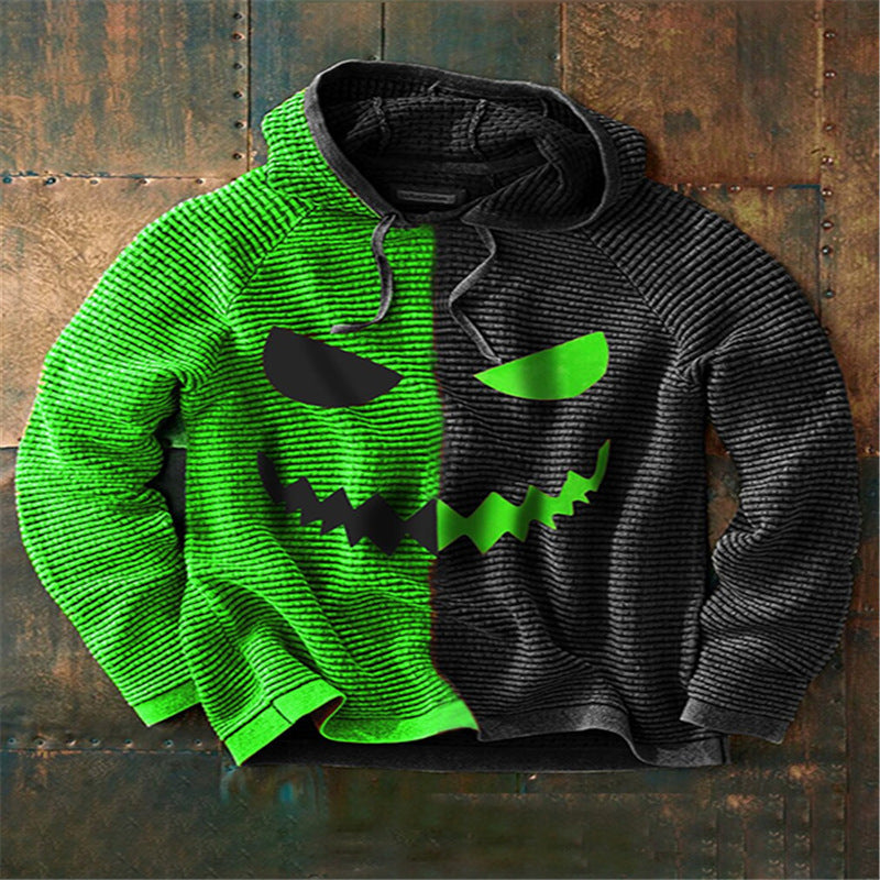 Halloween men's new pumpkin digital print hooded sweatshirt-TOPS / DRESSES-[Adult]-[Female]-Green-S-2022 Online Blue Zone Planet