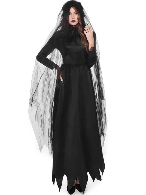 vampire bride grim reaper women's halloween costume-TOPS / DRESSES-[Adult]-[Female]-Black-M-Blue Zone Planet