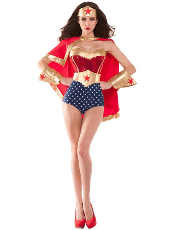 women's halloween cape supergirl costume-TOPS / DRESSES-[Adult]-[Female]-Red-M-Blue Zone Planet